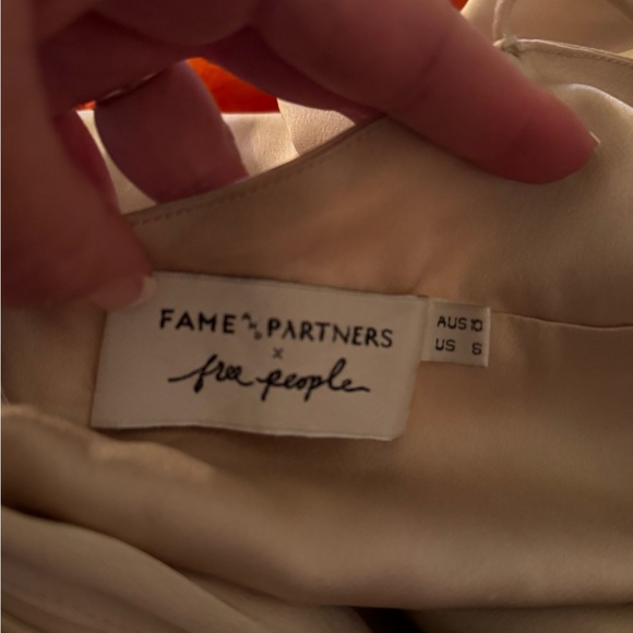 Free People Fame and Partners Collab Rosabel Cowl Neck Satin Gown in Champagne - Picture 3 of 3